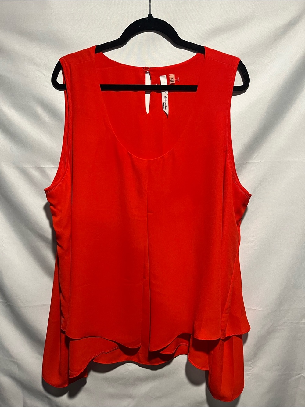 NY Collection Bright Red Sleeveless Layered Tank